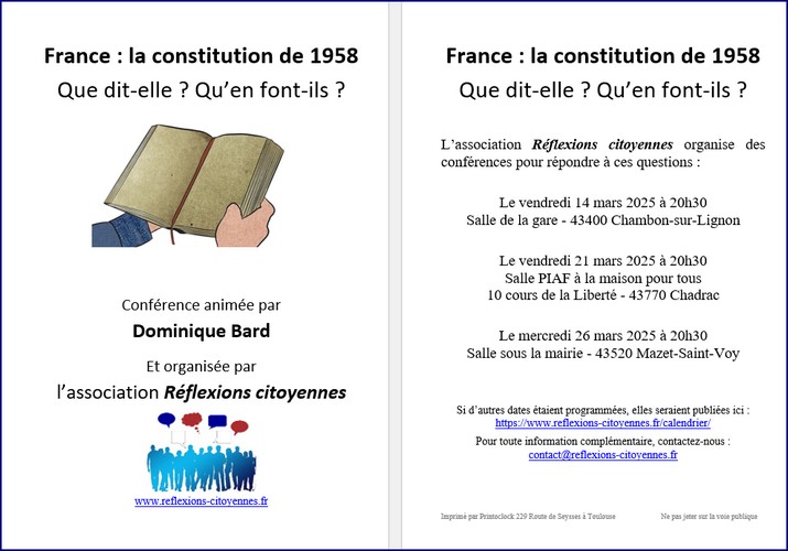 conf&eacute;rence France : la constitution de 1958 - que dit-elle ? qu'en font-ils ?